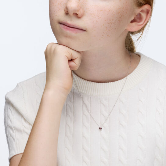 Birks Bee Chic pendant in sterling silver featuring a vibrant pink tourmaline image number 1